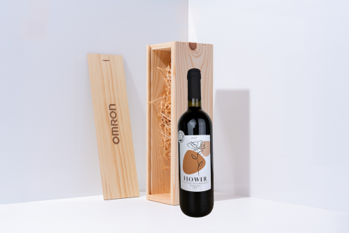 wijnkist met gravering voor 1 fles met Flower Primitivo_Susumaniello Salento.