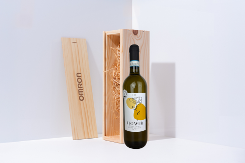 wijnkist met gravering voor 1 fles met flower pinot gigrio